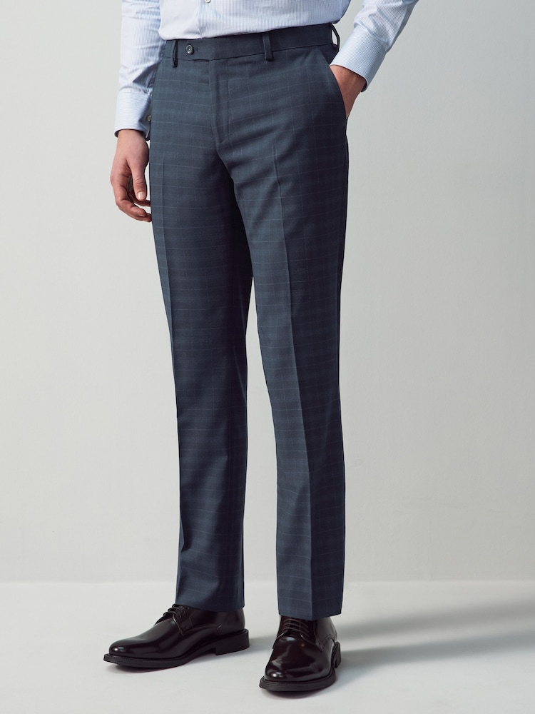 Navy Regular Checks Trousers Suit - Image 1 of 10