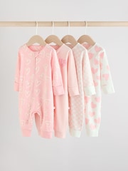 Pink - Baby-Schlafanzüge mit 2-Wege-Reißverschluss, fußlos, 100 % Baumwolle, 4er-Pack (0M.–3J.) - Bild 1 von 14