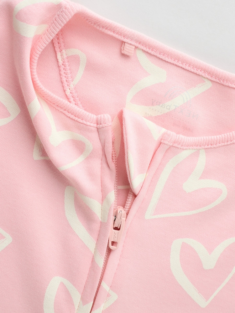 Pink Baby Two Way Zip Footless 100% Cotton Sleepsuits 4 Pack (0mths-3yrs) - Image 10 of 14