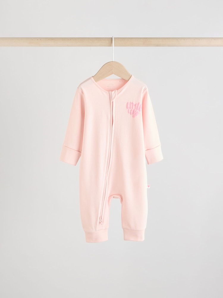 Pink Baby Two Way Zip Footless 100% Cotton Sleepsuits 4 Pack (0mths-3yrs) - Image 3 of 14