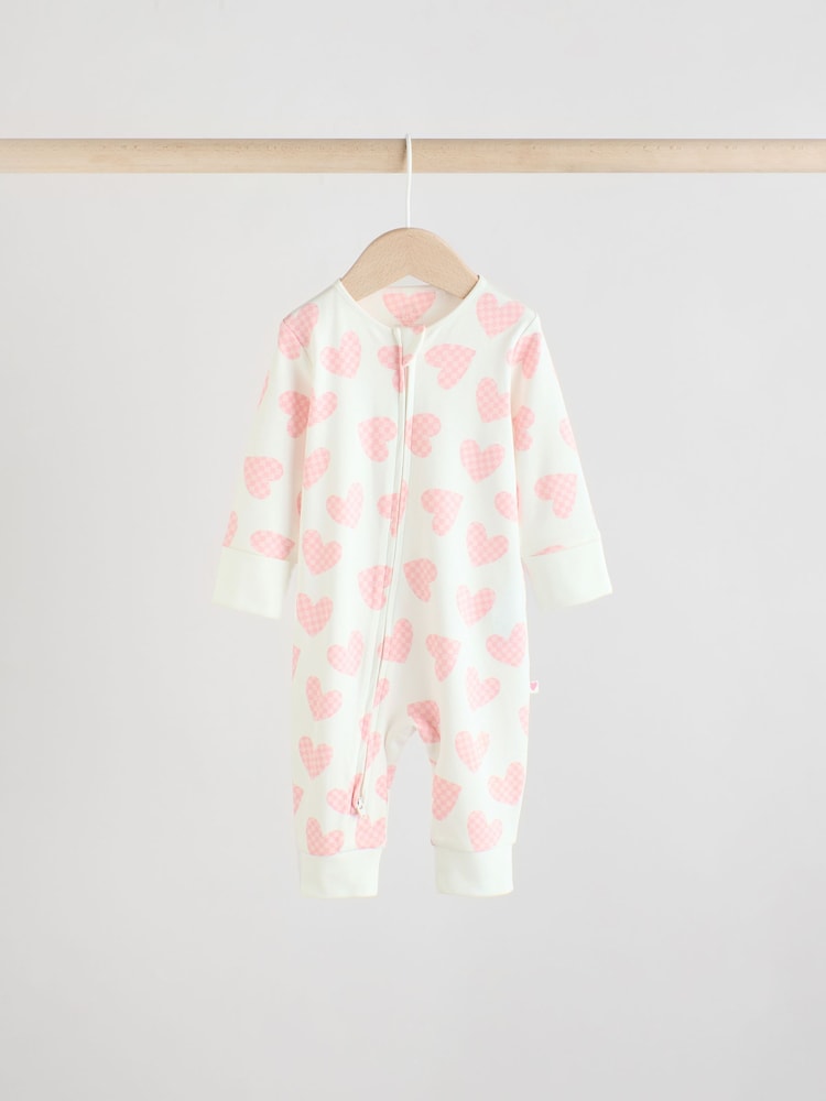 Pink Baby Two Way Zip Footless 100% Cotton Sleepsuits 4 Pack (0mths-3yrs) - Image 5 of 14