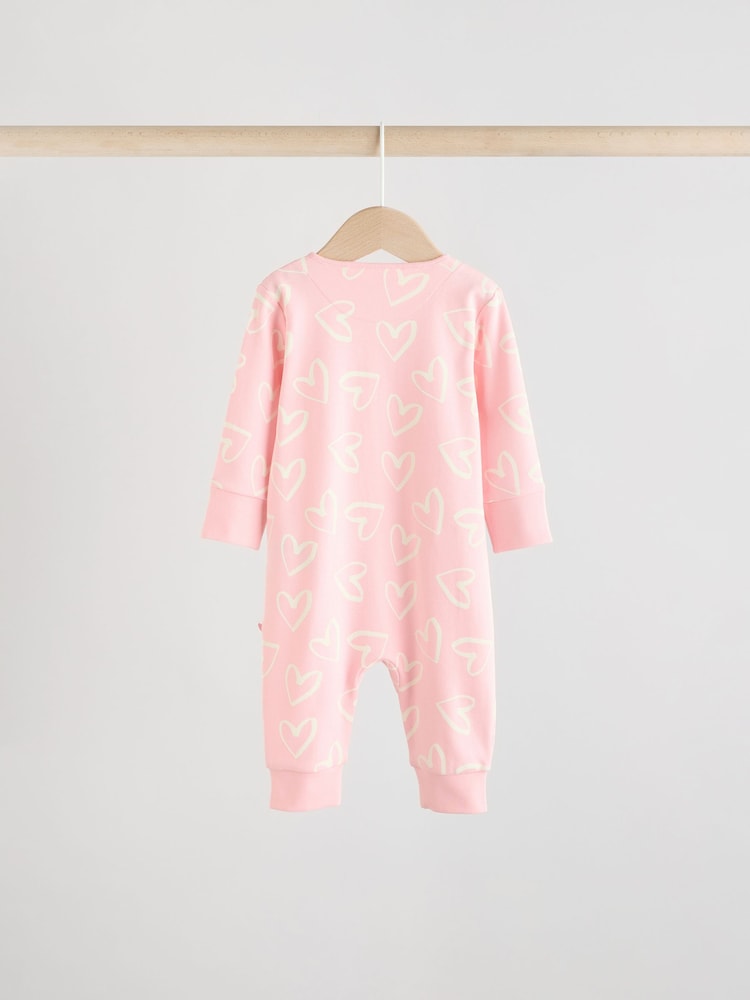 Pink Baby Two Way Zip Footless 100% Cotton Sleepsuits 4 Pack (0mths-3yrs) - Image 7 of 14