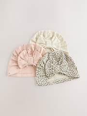 Pink Baby Sleepsuit with Matching 100% Cotton Turbans 3 Pack (0mths-2yrs) - Image 5 of 12