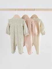 Pink Baby Sleepsuit with Matching 100% Cotton Turbans 3 Pack (0mths-2yrs) - Image 6 of 12