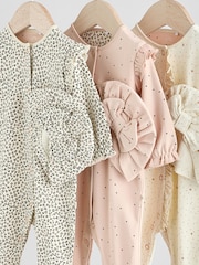 Pink Baby Sleepsuit with Matching 100% Cotton Turbans 3 Pack (0mths-2yrs) - Image 8 of 12