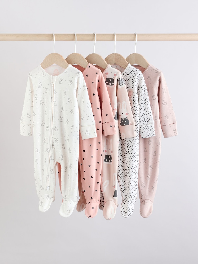 Braun/Creme - 5er-Pack Baby-Schlafanzüge mit Häschenmotiv (0 Monate–2 Jahre) - Bild 1 von 15 Braun/Creme - 5er-Pack Baby-Schlafanzüge mit Häschenmotiv (0 Monate–2 Jahre) - Bild 1 von 15