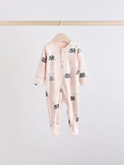Brown/Cream 5 Pack Baby Bunny Sleepsuits (0mths-2yrs) - Image 5 of 15