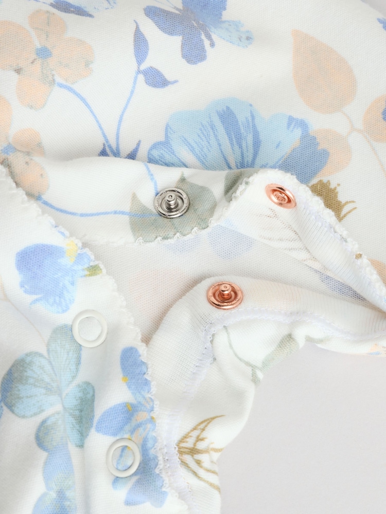 Bleu - Dors-bien bébé à fleurs à col 100% coton Lot de 3 (0-2ans) - Image 13 of 14