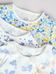 Blau - 100% Cotton Collar Floral Baby Sleepsuits 3 Pack (0-2yrs) - Bild 8 von 14