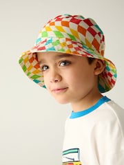 Little Bird by Jools Oliver Checkerboard Bucket 100% Cotton Hat - Imagen 1 de 6