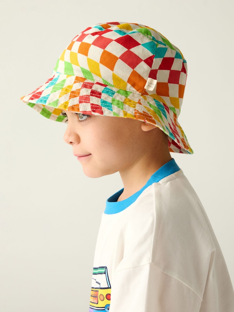 Little Bird by Jools Oliver Checkerboard Bucket 100% Cotton Hat - Image 3 of 6