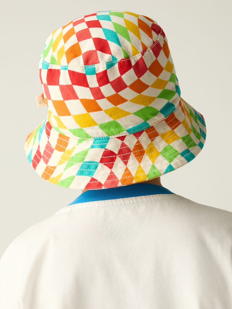 Little Bird by Jools Oliver Checkerboard Bucket 100% Cotton Hat - Image 4 of 6