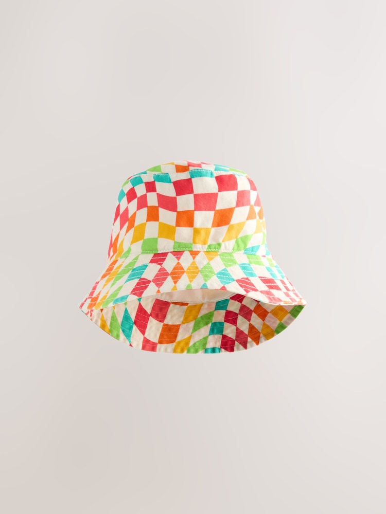 Little Bird by Jools Oliver Checkerboard Bucket 100% Cotton Hat - Image 5 of 6