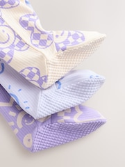 Lilac Purple Baby Two Way Zip Floral Print 100% Cotton Sleepsuits 3 Pack (0mths-2yrs) - Image 10 of 13