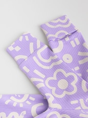 Lilac Purple Baby Two Way Zip Floral Print 100% Cotton Sleepsuits 3 Pack (0mths-2yrs) - Image 11 of 13