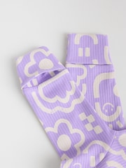 Lilac Purple Baby Two Way Zip Floral Print 100% Cotton Sleepsuits 3 Pack (0mths-2yrs) - Image 12 of 13