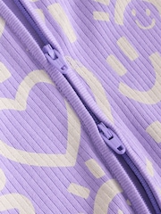 Lilac Purple Baby Two Way Zip Floral Print 100% Cotton Sleepsuits 3 Pack (0mths-2yrs) - Image 13 of 13