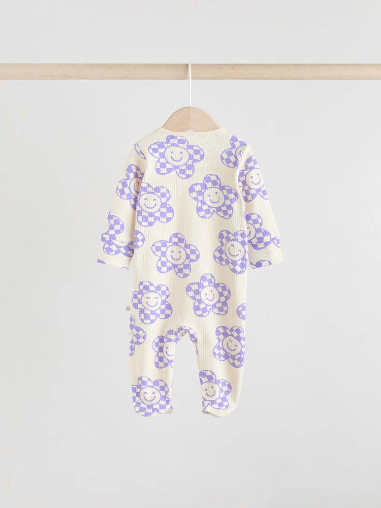 Lila-paars - Verpakking van 3 babyslaapzakjes met tweewegrits en bloemenprint van 100% katoen (0 mnd - 2 jr) - Image 6 of 13