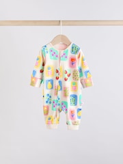 Multi 100% Cotton Two Way Zip Baby Footless Sleepsuits 3 Pack (0mths-3yrs) - Image 3 of 14