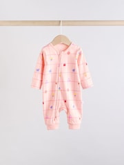 Multi 100% Cotton Two Way Zip Baby Footless Sleepsuits 3 Pack (0mths-3yrs) - Image 5 of 14