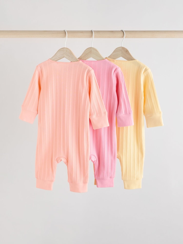 Mehrfarbig - Rippstrick-Schlafanzüge für Babys aus 100 % Baumwolle mit Zwei-Wege-Reißverschluss im 3er-Pack (0M.–3J.) - Bild 2 von 11 Mehrfarbig - Rippstrick-Schlafanzüge für Babys aus 100 % Baumwolle mit Zwei-Wege-Reißverschluss im 3er-Pack (0M.–3J.) - Bild 2 von 11