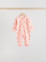 Kirschdesign, rot - Baby-Schlafanzüge mit 2-Wege-Reißverschluss, fußlos, 100 % Baumwolle, 4er-Pack (0M.–3J.) - Bild 6 von 14
