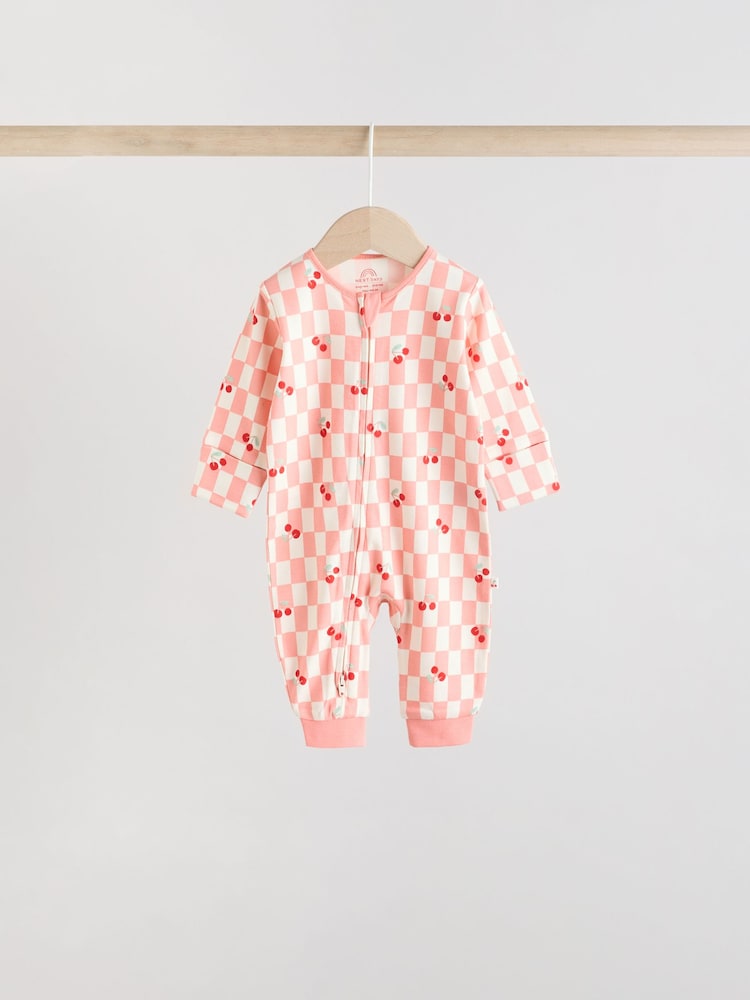 Red Cherry Baby Two Way Zip Footless 100% Cotton Sleepsuits 4 Pack (0mths-3yrs) - Image 6 of 14