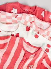 Kirschdesign, rot - Baby-Schlafanzüge mit 2-Wege-Reißverschluss, fußlos, 100 % Baumwolle, 4er-Pack (0M.–3J.) - Bild 9 von 14