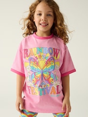 Little Bird by Jools Oliver Pink Rainbow T-shirt and Leggings Set - Image 2 of 8