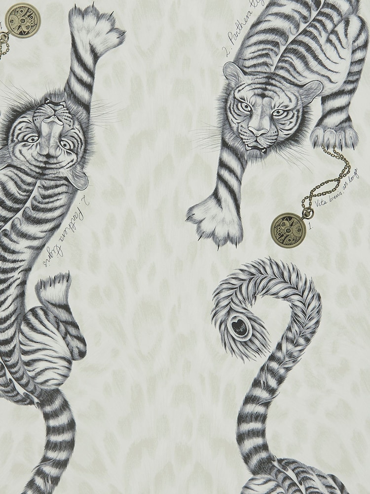 Clarke and Clarke Tigris Monochrome Emma J Shipley 10M Wallpaper - Image 1 of 1
