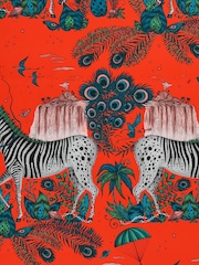 Clarke and Clarke Lost World Red Emma J Shipley Wilderie 10M Wallpaper - Image 1 of 1