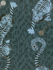 Clarke and Clarke Tigris Navy Emma J Shipley 10M Wallpaper - Image 1 of 1
