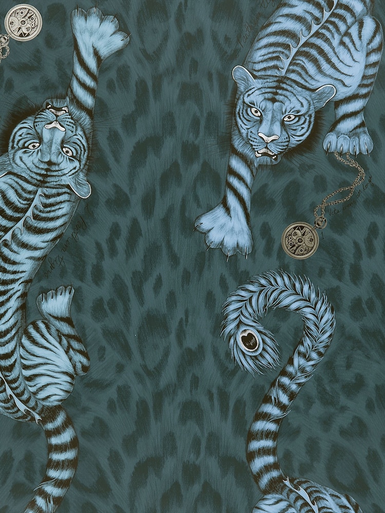 Clarke and Clarke Tigris Navy Emma J Shipley 10M Wallpaper - Image 1 of 1