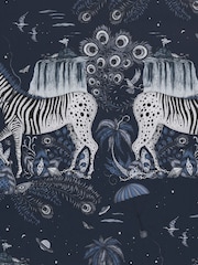 Clarke and Clarke Lost World Navy Emma J Shipley Wilderie 10M Wallpaper - Image 1 of 1