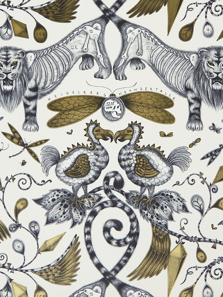 Clarke and Clarke Extinct Gold Emma J Shipley Extinct 10M Wallpaper - Image 1 of 1