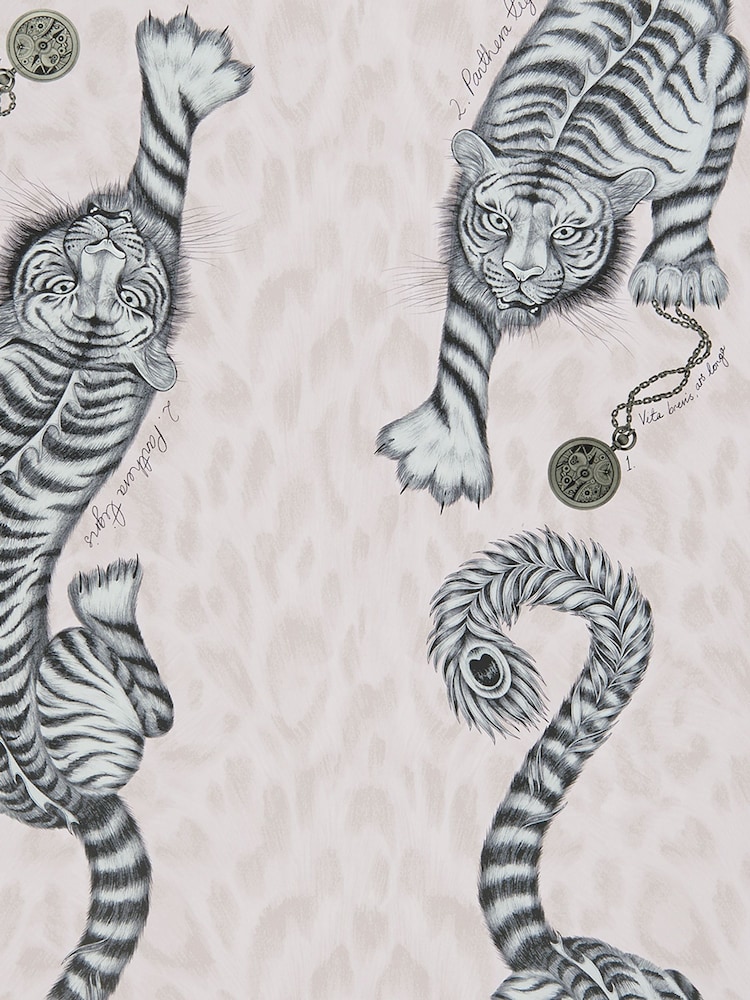 Clarke and Clarke Tigris Pink Emma J Shipley 10M Wallpaper - Image 1 of 1