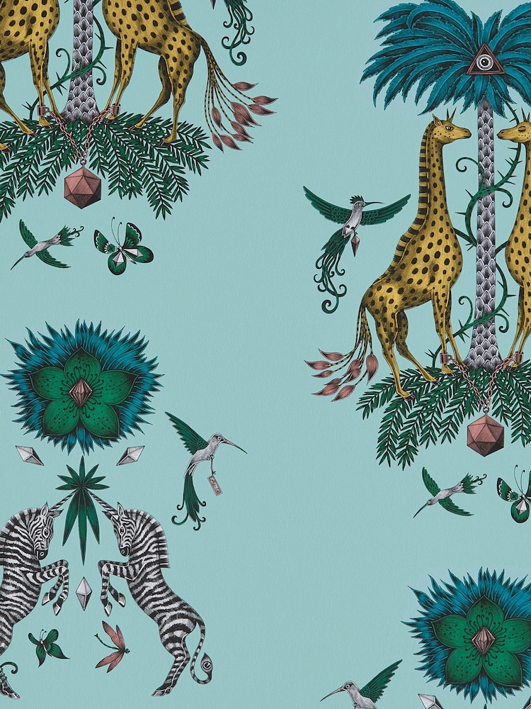 Clarke and Clarke Creatura Turquoise Emma J Shipley Wilderie 10M Wallpaper - Image 1 of 1 Clarke and Clarke Creatura Turquoise Emma J Shipley Wilderie 10M Wallpaper - Image 1 of 1
