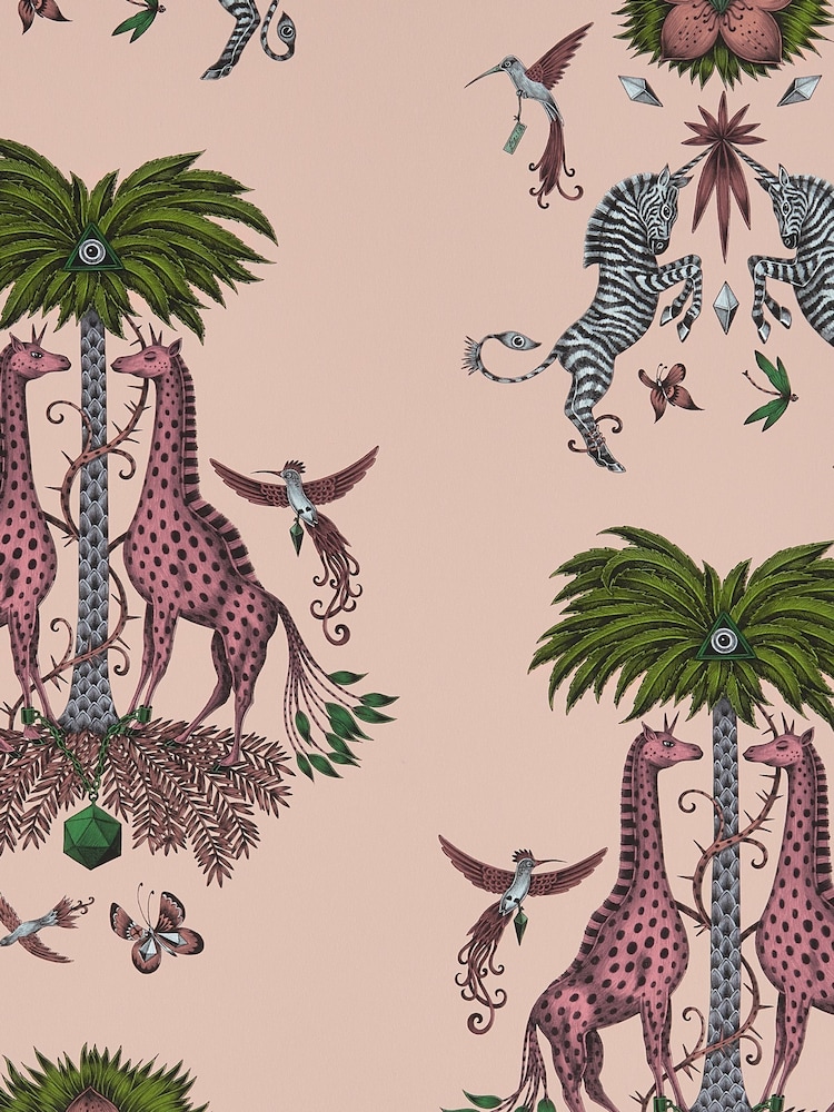 Clarke and Clarke Creatura Pink Emma J Shipley Wilderie 10M Wallpaper - Image 1 of 1 Clarke and Clarke Creatura Pink Emma J Shipley Wilderie 10M Wallpaper - Image 1 of 1