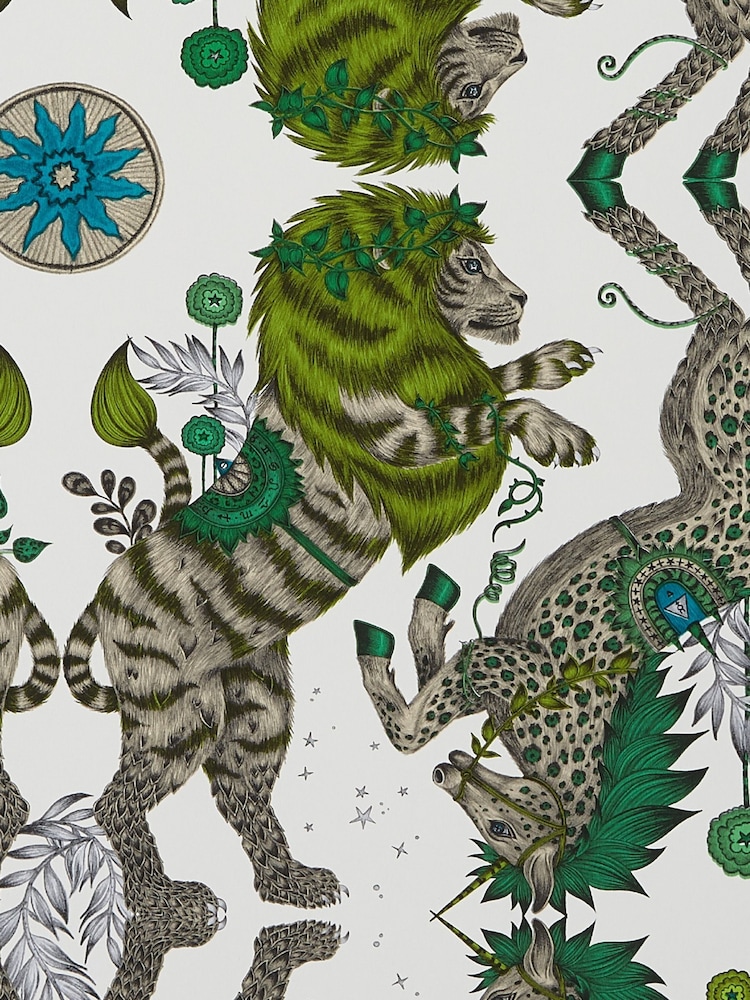 Clarke and Clarke Caspian Lime Emma J Shipley Wilderie Caspian 10M Wallpaper - Image 1 of 1