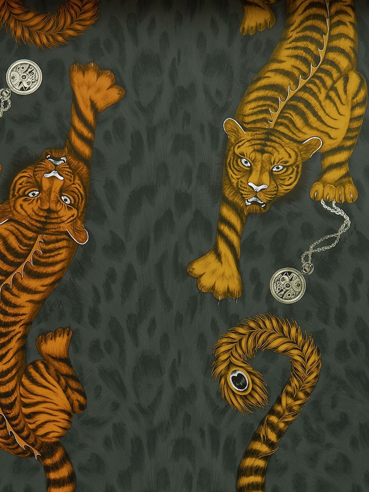 Clarke and Clarke Tigris Flame Emma J Shipley 10M Wallpaper - Image 1 of 1