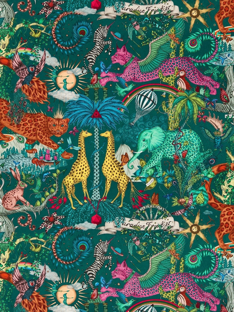 Clarke and Clarke Paradise Lost Teal Wp Emma J Shipley Mythica 10M Wallpaper - Image 2 of 2