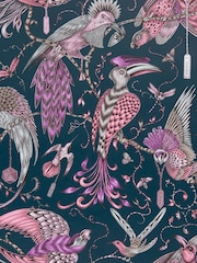 Clarke and Clarke Audubon Pink Emma J Shipley Audubon 10M Wallpaper - Image 1 of 1