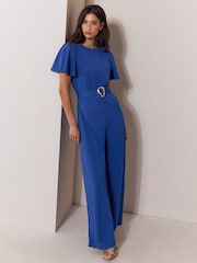 Lipsy Cobalt Blue Short Sleeve Hardware Jumpsuit - Image 3 of 5