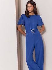 Lipsy Cobalt Blue Short Sleeve Hardware Jumpsuit - Image 4 of 5