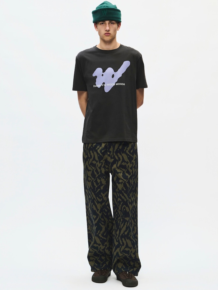 Double A by Wood Wood Black WWAce 25074 Ghost T-Shirt - Image 2 of 5 Double A by Wood Wood Black WWAce 25074 Ghost T-Shirt - Image 2 of 5