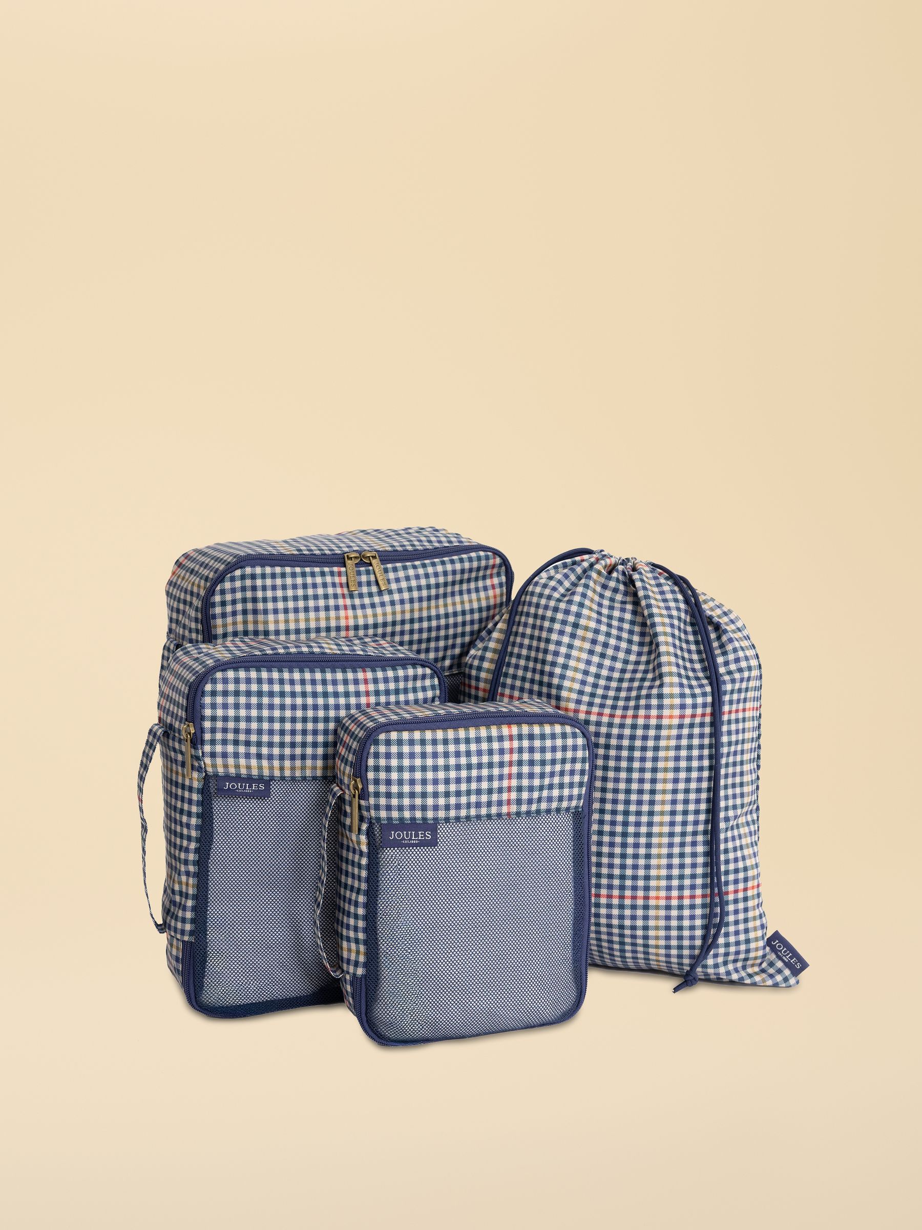 Joules Set Of 4 Henson Check Packing Cubes
