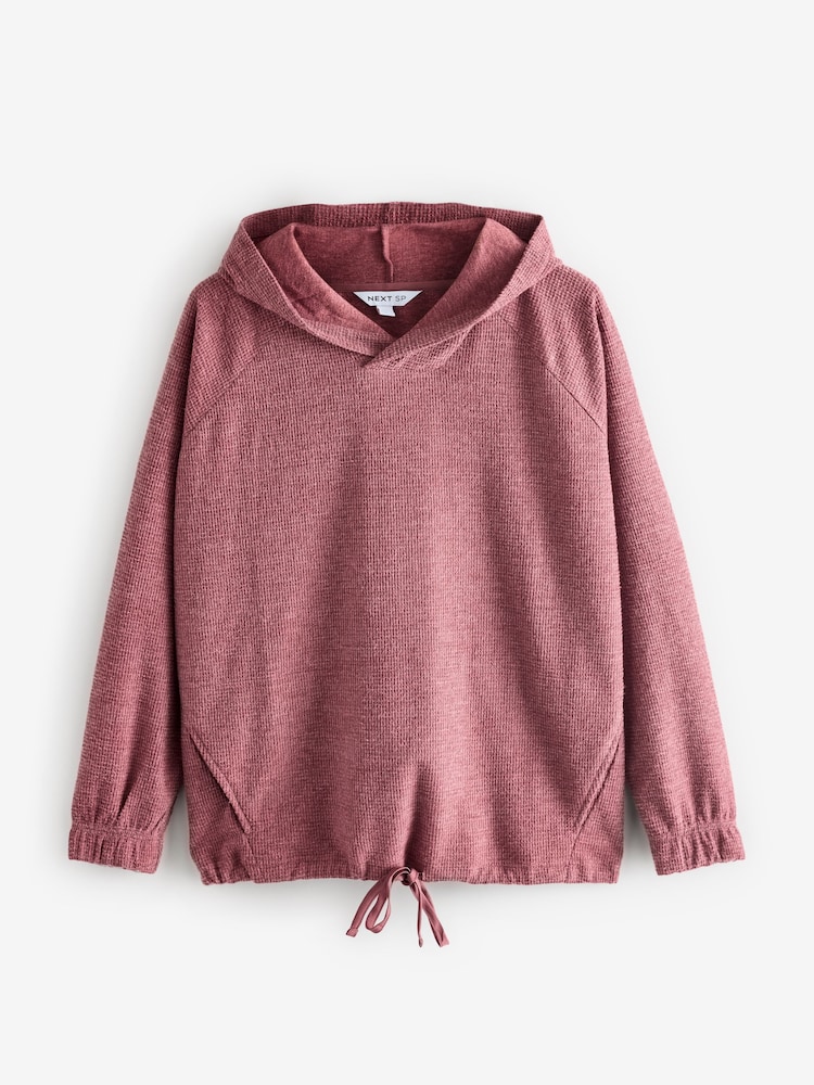 Pink Full Sleeves Waffle Hoodie Jumpers - Image 1 of 1