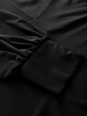 Black Long Sleeve V-Neck Jersey Blouse - Image 7 of 7