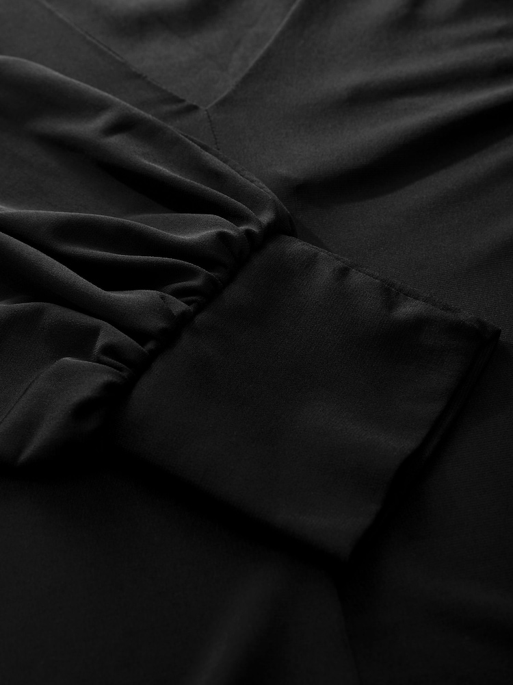 Black Long Sleeve V-Neck Jersey Blouse - Image 7 of 7 Black Long Sleeve V-Neck Jersey Blouse - Image 7 of 7