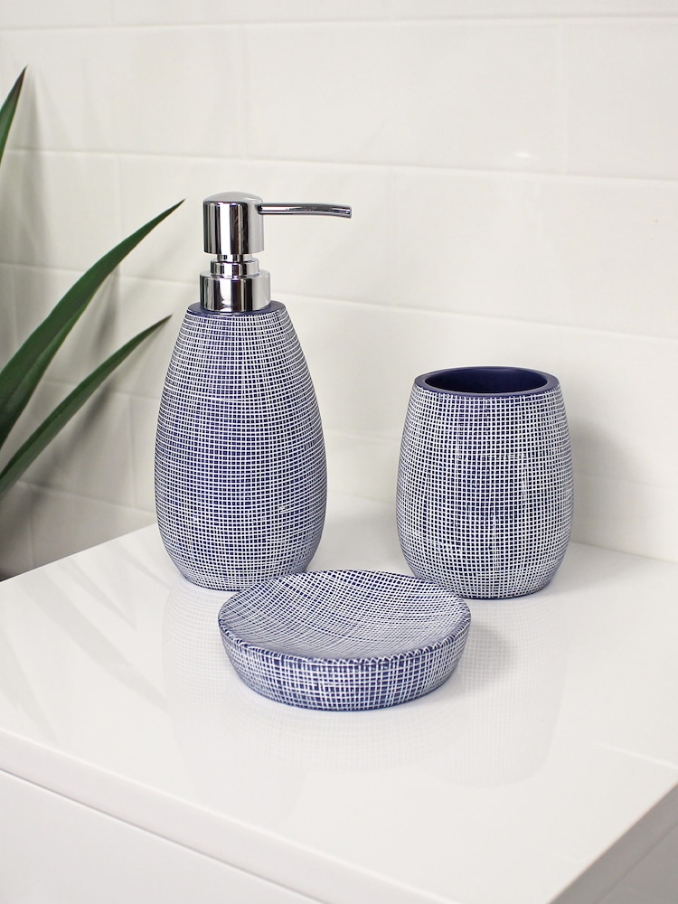 Showerdrape Navy Denim Set of 3 Bathroom Accessory Set - Image 1 of 4